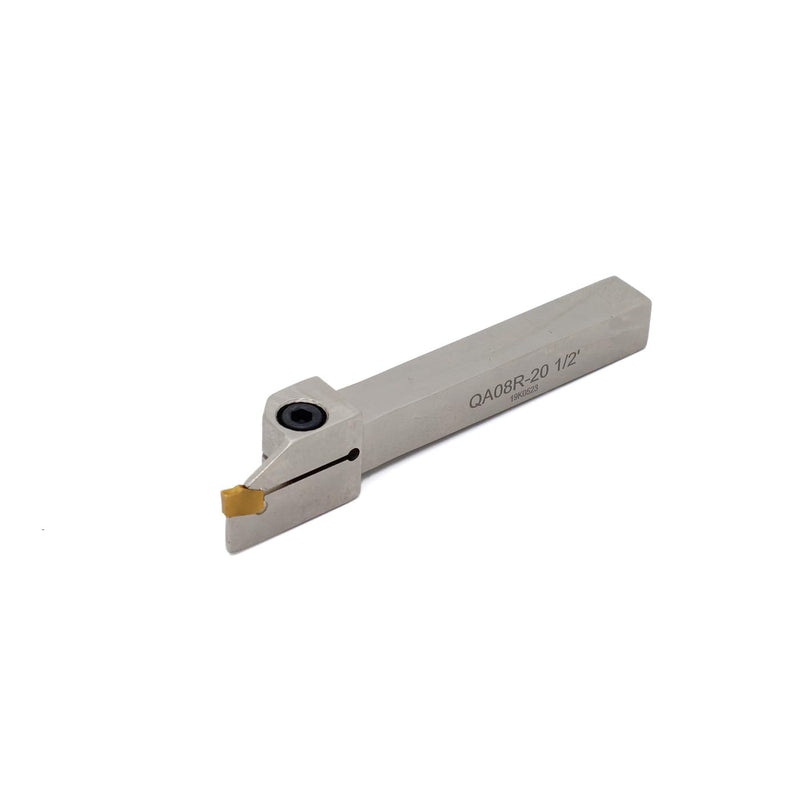 OSCARBIDE 1/2"x1/2"Indexable Parting Grooving Holder,QA08R-20 Heavy Duty Nickel Plated Right -Hand Lathe Cut Off Tool with Carbide Insert GTN-2, 1 Piece