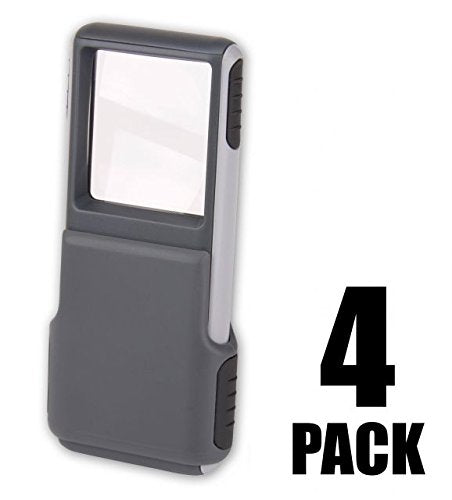 Carson MiniBrite 3x Power LED Lighted Slide-Out Magnifier with Protective Sleeve for Reading, Hobby, Crafts, Inspection and Tasks - Set of 4 Pack of 4