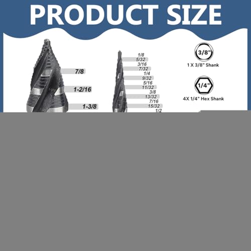 5 PCS HSS Step Drill Bit Set for Metal - 59 Sizes 1/8" –1-3/8" 1/8" –1-3/8"