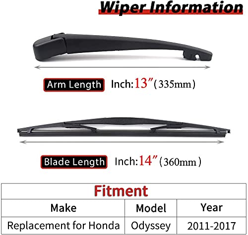 OTUAYAUTO Rear Windshield Wiper Arm Blade, Replacement for 2011-2017 Honda Odyssey OEM : 68256590AA - Back Window Wiper for Automobile Rear Wiper Arm and Blade Replacement for Honda Odyssey 2011-2017