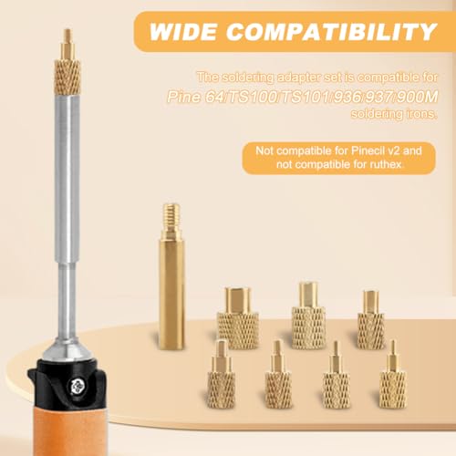Heat Set Insert Tool M2 M2.5 M3 M4 M5 M6 M8 Hot Mel-t Brass Knurled Nut Embedded Insertion Tip Adapter Kit 3D Printed Parts Install for TS100 TS101 Pine64 936 Soldering Iron Heat Set Insert Tool Kit Silver+gold