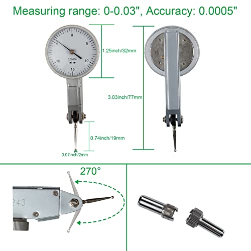 HDLNKAK Dial Test Indicator Set with Magnetic Base 90lbs/40kg （White） White