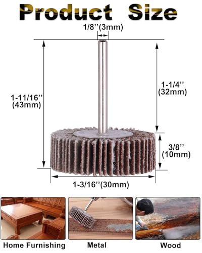 Rocaris 120 Grit 1/4" Abrasive Flap Wheel Sander Set, 30 Pack