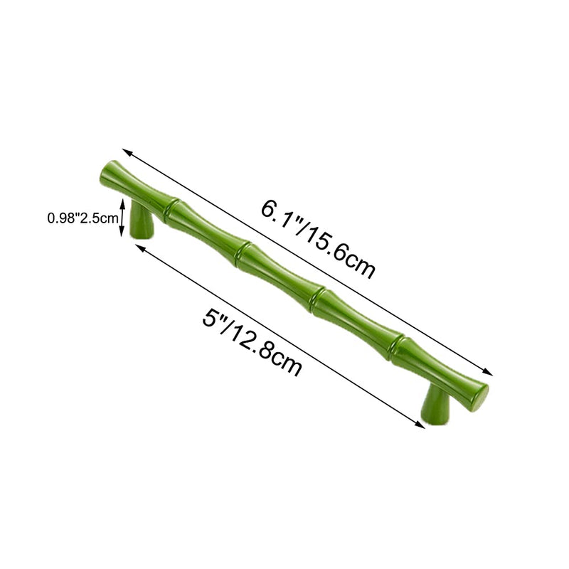 10pcs Cabinet Handles Hole Centers 5",Bamboo Shape Kitchen Cupboard Dresser Closet Drawer Door Pulls Green Pull - 5 in Hole Centers