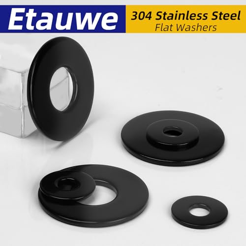 10-Piece 3/4" x 2" 304 Stainless Steel Flat Washers - Black Finish Screws Washers and Repair Washers for Industrial, Automotive and Home Use 3/4" x 2"