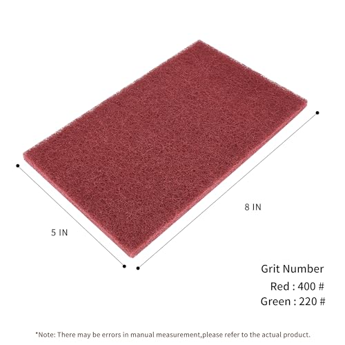 Scuff Pads - 10Pcs Scouring Pad 7447 - Very Fine Grade Hand Pads General Purpose Sanding Hand Pads 200 x 125mm/8" x 5" 5 Red+5 Green 8'' * 5''