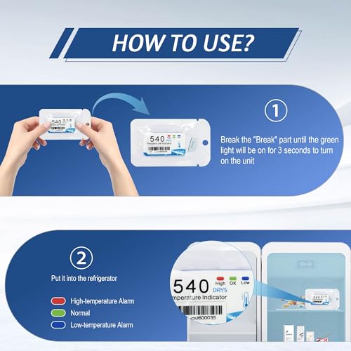 Tzone Single Use Temperature Indicator with LED Alarm Temp Strip 1 Pack