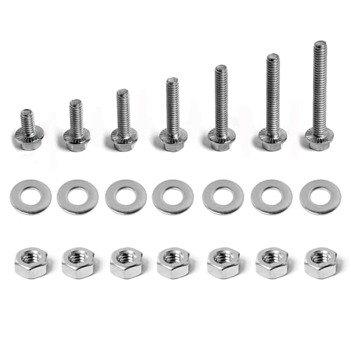 1/4-20 Flange Hex Bolts Screws Hex Nuts Flat Washers Kit, Stainless Steel 304, Fully Threaded Hex Bolt 1/4-20 x 1/2" 3/4" 1" 1-1/4" 1-1/2" 1-3/4" 2" Length