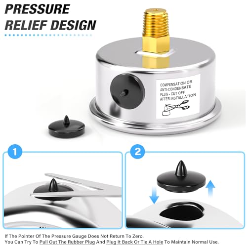 MEANLIN MEASURE 0~100Psi Black Stainless Steel Glycerin Filled Pressure Gauge 1/8" NPT 1.5" FACE DIAL, with 6AN Pressure Take Off Fitting, Liquid Filled Pressure Gauge WOG Water Oil Air Back Mount 0-100Psi (Black Dial)