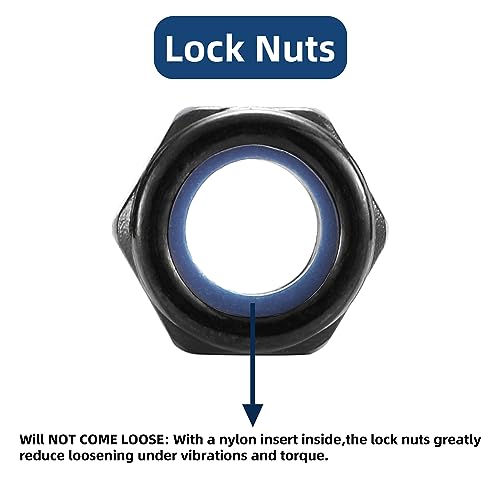 M8 x 1.25mm Nylon Insert Hex Lock Nuts 100Pcs 304 Stainless Steel Locknuts, Hex Drive, Black Oxide by SG TZH M8 100