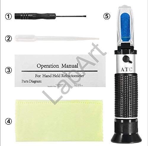 LABART Original 0-10% Brix Hand Held Refractometers with (ATC) Brix Refractometer Range 0-10% Brix Testing Synthetic Machining Coolants, Maple sap, Cutting Liquid, CNC, etc
