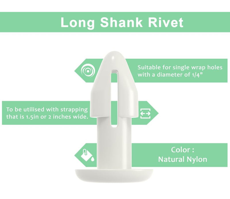 50 Long Shank 1/4 Strapping Rivets Vinyl Strap Replacement Fastener Rivets for Patio Furniture Repair Webbing Lawn Chair Lounge
