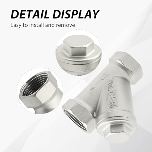 3/4 Inch Female Y-Strainer Industrial Piping, 304 Stainless Steel Valve Connector, Y Strainer for Removes Water Oil and Gas Contaminants 3/4 Inch
