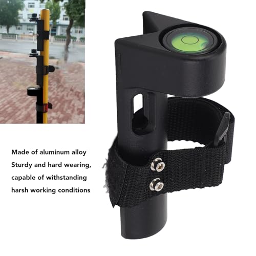 Adjustable Grade Rod Level, Aluminum Alloy Survey Rod Bubble Level for Round and Rectangular Bars, Large Vial Design