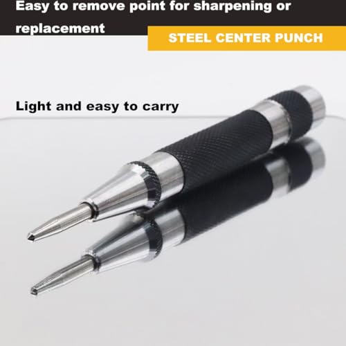 2 Pack Steel Automatic Center Punch with Adjustable Stroke - 5" (125mm)