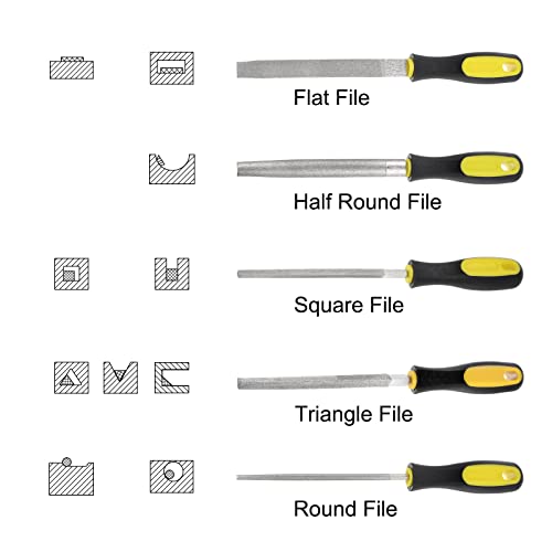 HARFINGTON Diamond Coated File 12 Inch 80 Grits Round Files Tools with Plastic Handle for Metal Glass Wood Stone Grinding Polishing Engraving