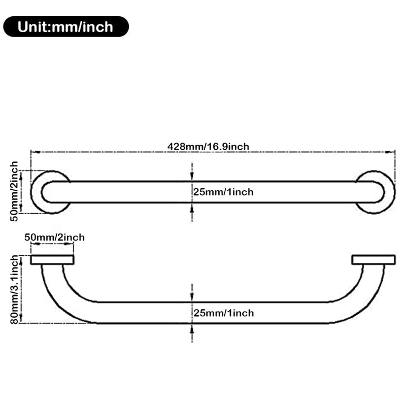 WINCASE Gold Grab Bars for Bathroom, Shower Handle 16 Inch, Bathtub Anti Slip Handrail Safety Polished Brass Wall Mounted with Concealed Screws Gold 16inch