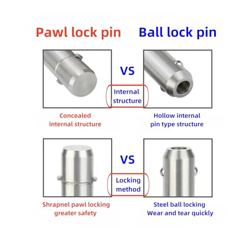 Stainless Steel jaw Handle Locking pin with axial Locking Pawl pin Tongue Quick-Release pin with Safety Rope (Diameter:3/8in(10mm), Clamping Length：1-9/16in(40mm)) Diameter:3/8in(10mm) Clamping length：1-9/16in(40mm)
