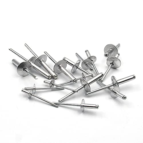  [AUSTRALIA] - ISPINNER 125pcs Large Flange Aluminum Blind Rivets, Pop Rivets Assortment Kit (Silver) Silver