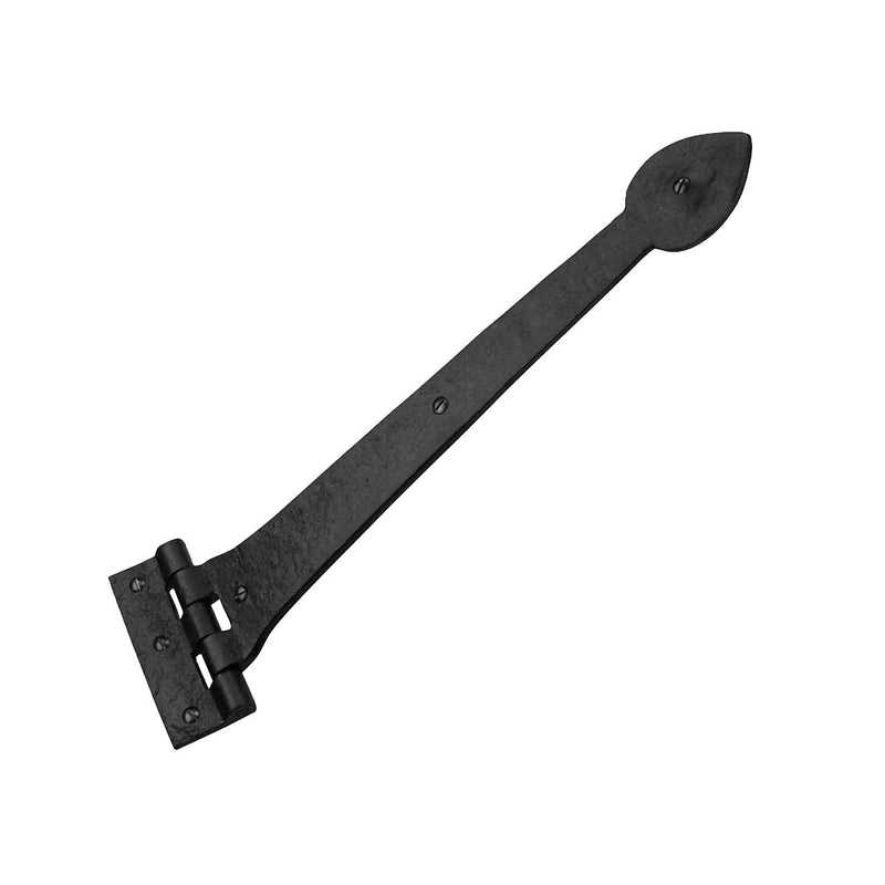Renovators Supply Manufacturing Gate Hinges 15 in. Black Wrought Iron Spade Tip Strap Hinges for Gates and Doors with Mounting Hardware Pack of 1