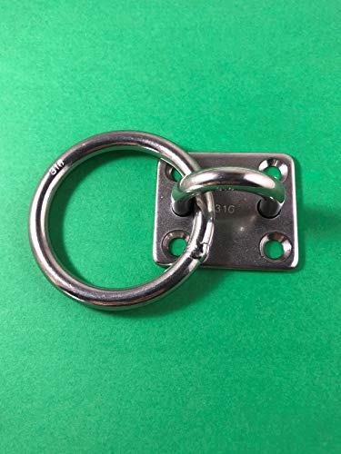 US Stainless Stainless Steel 316 Square Pad Eye with Ring 1/4" (6mm) Marine Grade (Pack of 4) 1/4" (6mm) (Pack of 4)