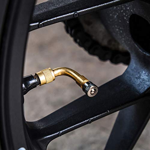 Mudder 2 Pieces 8.25 Inch Flexible Tire Valve Extension Adaptor and 2 Pieces 90 Degree Tyre Valve Extension Adaptor for Universal RV Cars Truck Motorcycle Bike Scooter