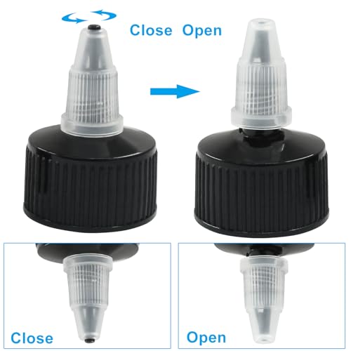28Pcs 28/410 Twist Top Caps, Black