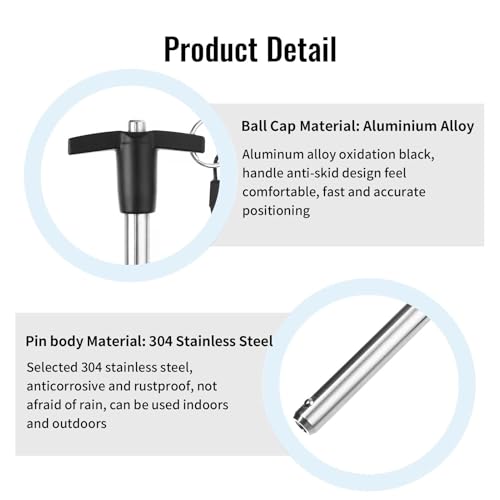 2 Pack T Handle Quick Release Pin 5/16 Inch Diameter ,Stainless Steel Ball Locking Pin with Push Button Lanyard Cable Usable Length 3.94"(8*100mm) 8mm-100mm 2