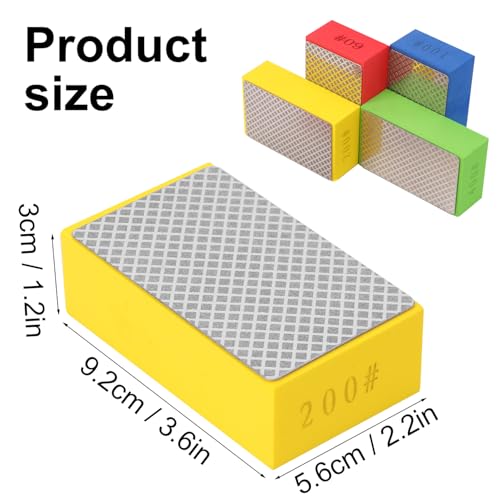 8 Pack Diamond Hand Polishing Pads, Sanding Blocks, Diamond Sanding Pads with 60#, 100#, 200#, 400# Grits for Concrete, Stone, Tiles, Ceramics and Metal