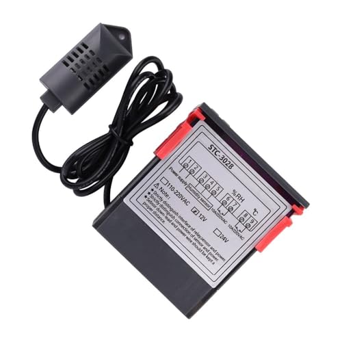 STC-3028 Digital Temperature Controller – Dual Display Thermostat for Refrigeration & Heating Equipment, 0-100℃ Range with Integrated Sensor(12V) 12V