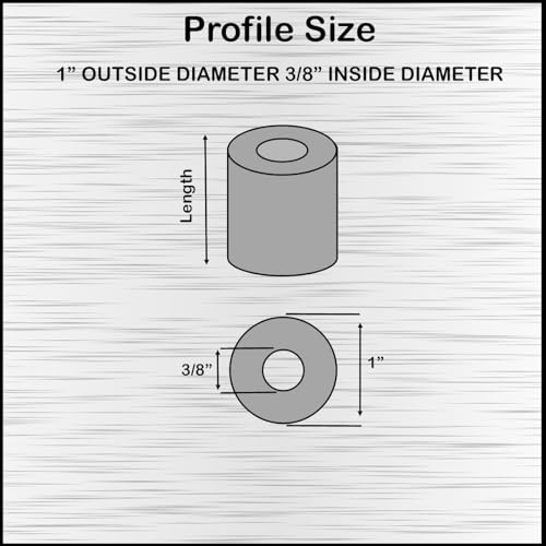 Black Aluminum Spacer 1" OD x 3/8" ID, Round Spacer, Fits Screws Bolts 3/8" or M10 by Metal Spacers Online (1" Length, 5 Pack) 1" Length