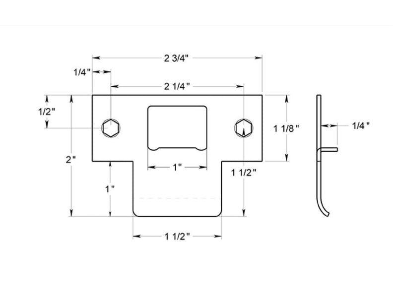 Deltana TSPE200U3 Extended T-Strike (2-3/4" x 2"); Bright Brass Finish