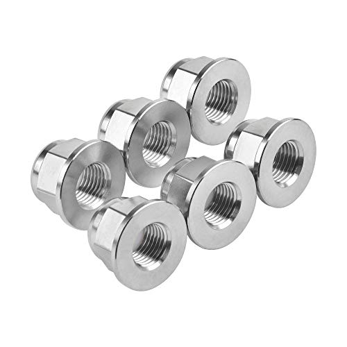 Titanium Nuts Flange Nylon Lock Nut Pack of 6 (M12 Pitch 1.25mm) M12 Pitch 1.25mm