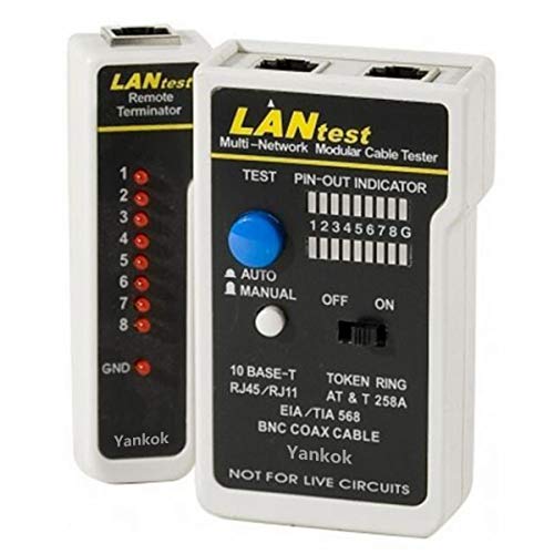 Yankok LANtest Multi-Network Modular Cable Tester Kit for Cat5/5e Cat6, Coaxial, RJ45 RJ11, TIA-568A/568B, Token Ring and Telephone Cables RJ45 & COAX (Black)