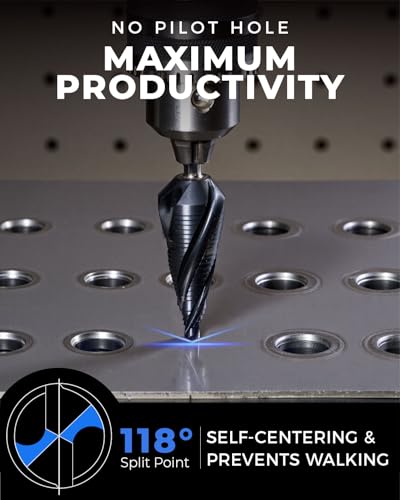 toolant M35 Cobalt Step Drill Bit, 1/4"-1-1/8", TiAlN, 1/4" Hex Shank 1/4" - 1-1/8"