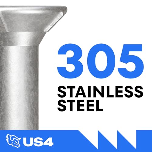 US4 - #10 x 3-1/8" Gray Flat Head Screws Stainless Steel | Stainless Steel Wood Screws | T25 Star Drive | Self-Drilling Screws for Framing, Subflooring & Decking | 305 SS (100, #10 x 3.125 Inches) 100 #10 x 3-1/8"