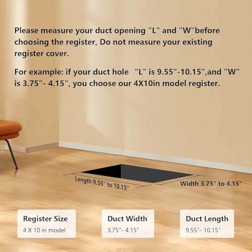 2-in-1 Vent Deflector & Floor Vent Covers, Floor Register 4x10, 2 Pack Adjustable Heat Air Vent Deflectors, Vent Covers for Home Floor, Office, Ceiling, Tool-Free Installation (Brown) Brown