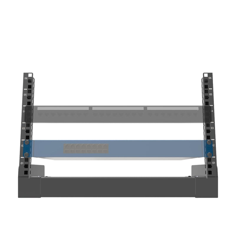 JINGCHENGMEI 6U Desktop Network Rack 19 inches Small Open Frame Rack 2 Post Free-Standing Tabletop Rack for Patch Panel, Data, AV, IT,Studio or Computer Equipment (6U)