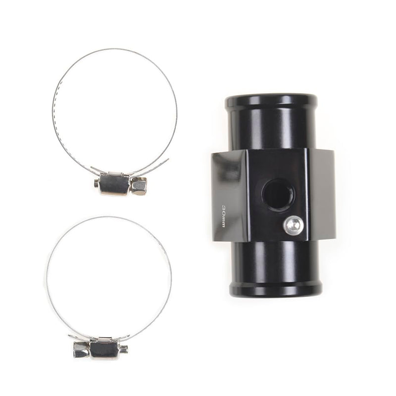 Aluminum Water Temp Joint Pipe Water Temp Meter Temperature Gauge Joint Pipe Radiator Sensor Adaptor Clamps Black 38mm