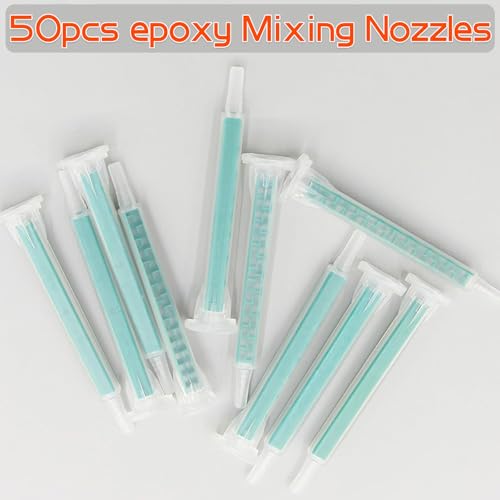 Mixing Nozzle for AB Glue Gun, 50 Pack Epoxy Resin Static Mixing Nozzle, Applicator for AB Gun Static Mixer Resin Mixing Tip 50ml/1.7oz (1:1/1:2 Ratio)