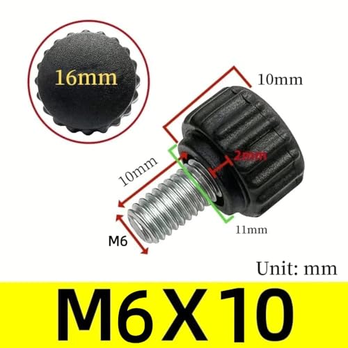 100 Pcs M6 x 10 mm Threaded Knurled Thumbscrew, Monitor Screws Vesa Mount Screws Carbon Steel Clamping Knobs Grip Thumb Screw Mounting Thumb Screw(100pcs) 100.0