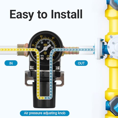 Stainless Steel Air Compressor Pressure Regulator Airtac AR2000 1/4'' PT with Bracket and Gauge 0-160 PSI Adjustable Stainless Steel AR-2000