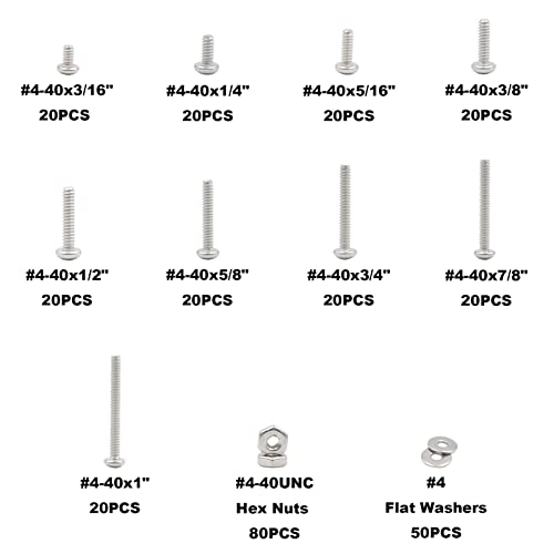 #4-40 UNC 304 SS Phillips Pan Head Screws Hex Nuts & Washers Kit #4-40UNC