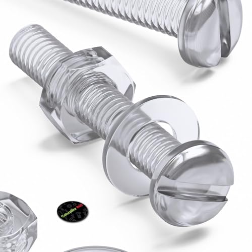 50x Clear Acrylic Slotted Pan Head Screws & Bolts M3 x 20mm, Nuts & Washers
