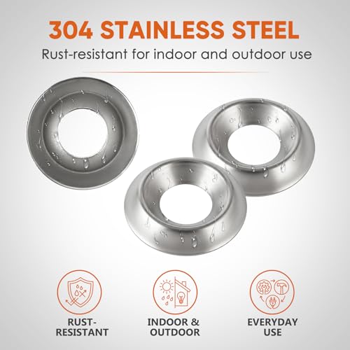 250 PCs #12 Countersunk Finish Washers, 304 Stainless Steel Cup Washers for Flat and Oval Head Screws Silver Pack 250