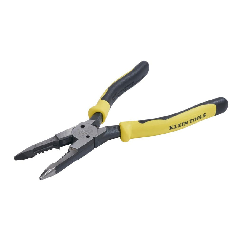 Klein Tools J206-8C Long Nose All-Purpose Spring Loaded Pliers, Made in USA, Forged Steel with Dual Material Journeyman Handles