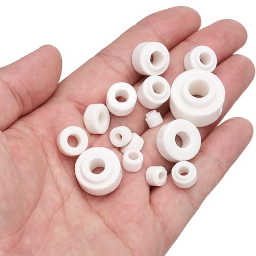 MECCANIXITY 50 Pcs Ceramic Washers, 6.5 x 16 x 8mm Round Flat Washers Heat Resistant Insulated Protection Spacer for Cable Bundle, Wire Protection
