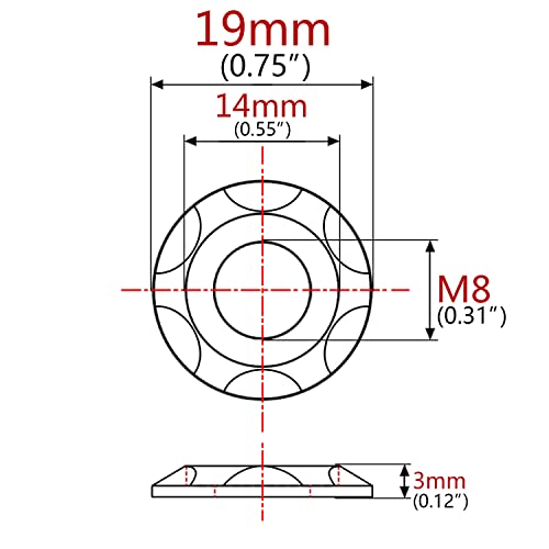 Titanium Washer M5 M6 M8 M10 Spacer Washer (Burnt Blue, M8) Burnt blue