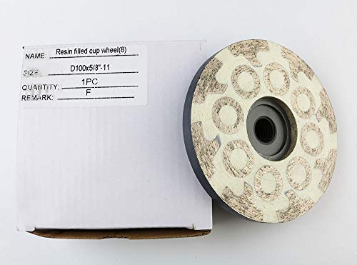 JDK 4 Inch Diamond Resin Filled Cup Wheel Grinding Wheel with Thread 5/8“-11 for Granite Stone and Tiles (Fine) Fine
