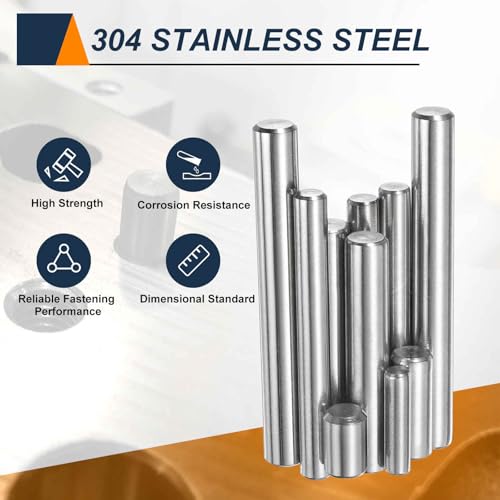 HARFINGTON 50pcs Dowel Pins M6(6mm) x 45mm 304 Stainless Steel Cylindrical Shelf Support Peg Pin Rod Fasten Elements for Metal Devices Wood Furniture DIY Installation, Silver M6 x 45mm